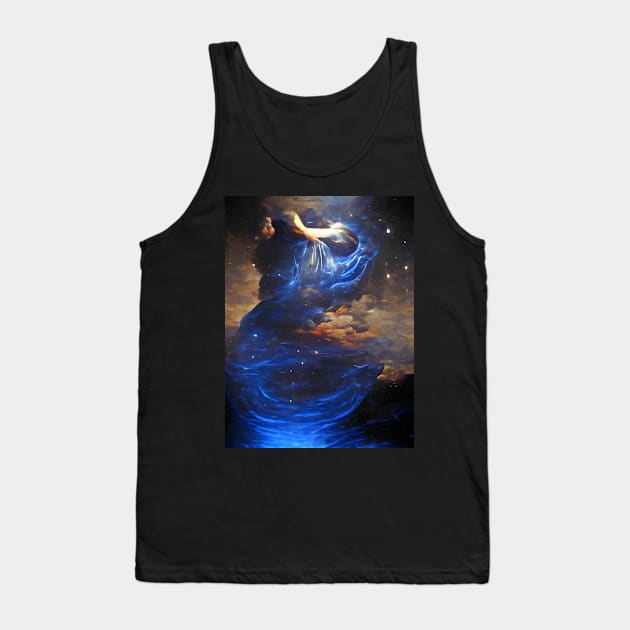 Blue Galaxy Scorching Art Style Tank Top by abysarts